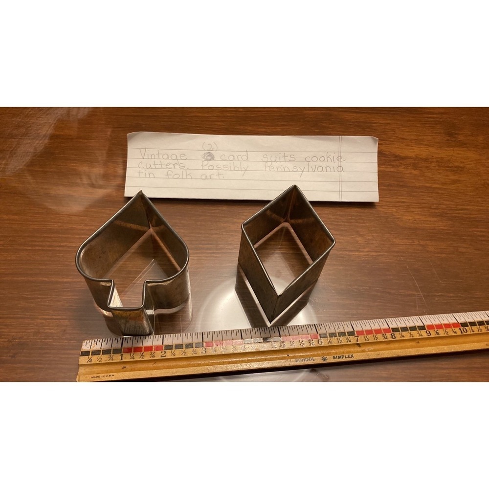 Vintage Tin Cookie Cutters Spade and Diamond Card Suits Made in Germany 2pc Set